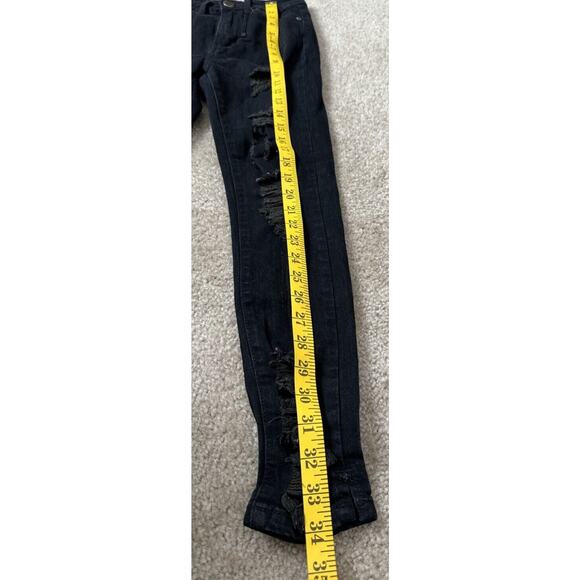 V.I.P. VIP Jeans Juniors Black Extra Ripped Fray Skinny Denim Jeans Size 00 - Picture 7 of 9